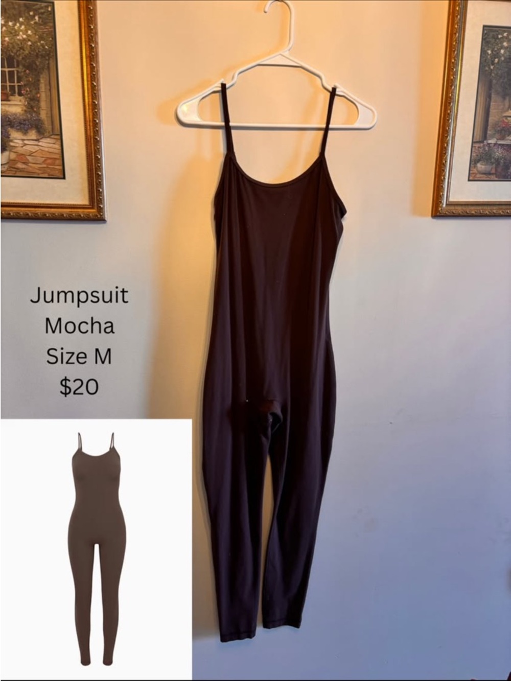 Aritzia Mocha Slim-Strap Jumpsuit